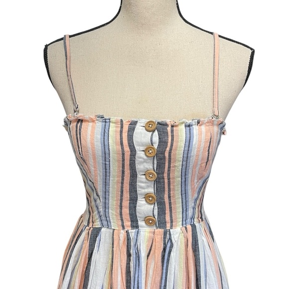 Free People Lilah Striped Boho Cute Summer Midi Dress‎ Women's XS - Picture 9 of 12
